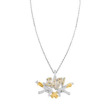 White Diamond Barrel Baby Pendant in 14k White Gold 7.22 Ctw